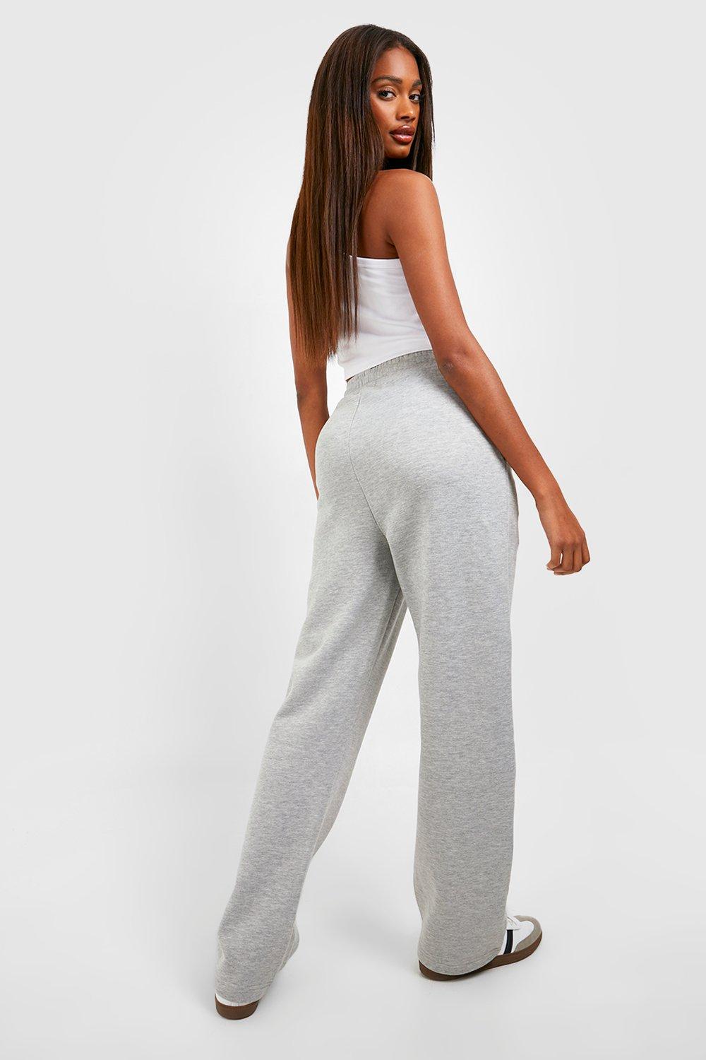 Women s Grey Marl Straight Leg Jogger Boohoo UK